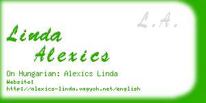 linda alexics business card